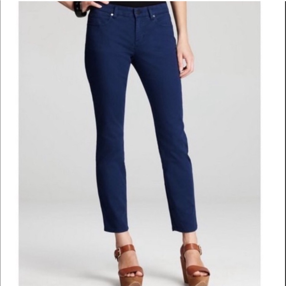 Eileen Fisher Organic Cotton Dark Wash Ankle Straight Leg Crop Jeans Size 6 - Picture 3 of 11
